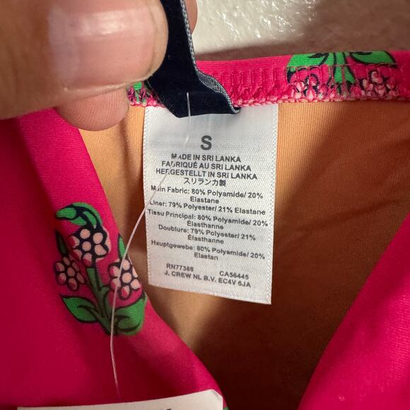 J.Crew Ruched Plunge Tankini Top SZ S Pink Floral Print Adjustable Straps Lined - Picture 7 of 10